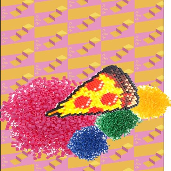Hama-perler og pizza på TTO-logo