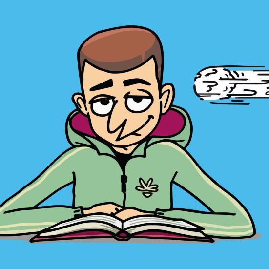 billede af læsende dreng og snebold