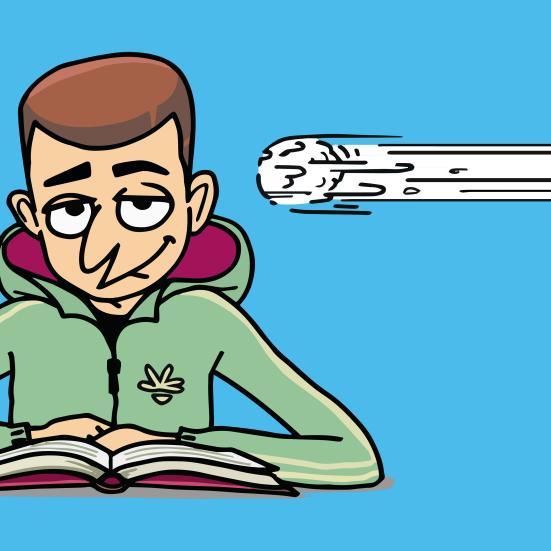 billede af læsende dreng og snebold