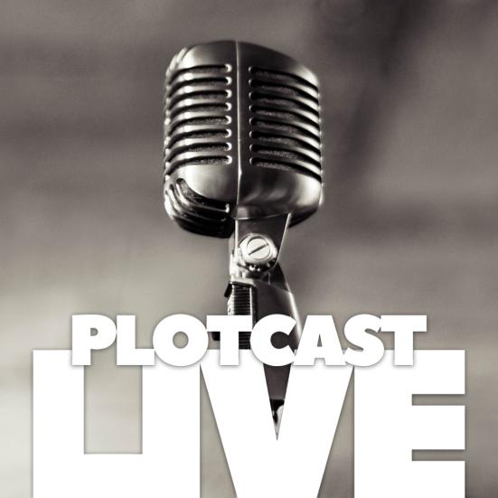 Microfon med teksten Plotcast Live