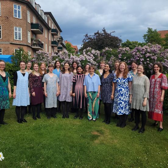 Koret Schola Cantorum på græsplæne
