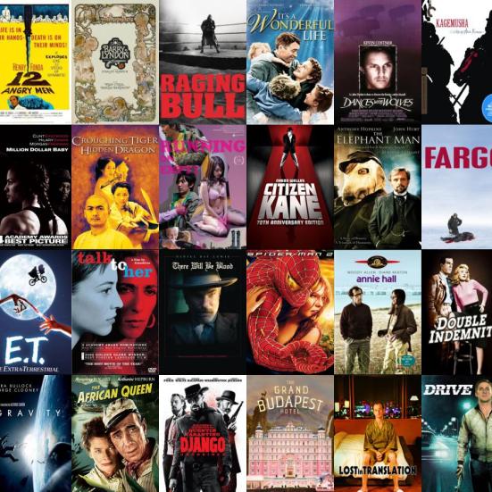 collage af mange forskellige film-cover forsider