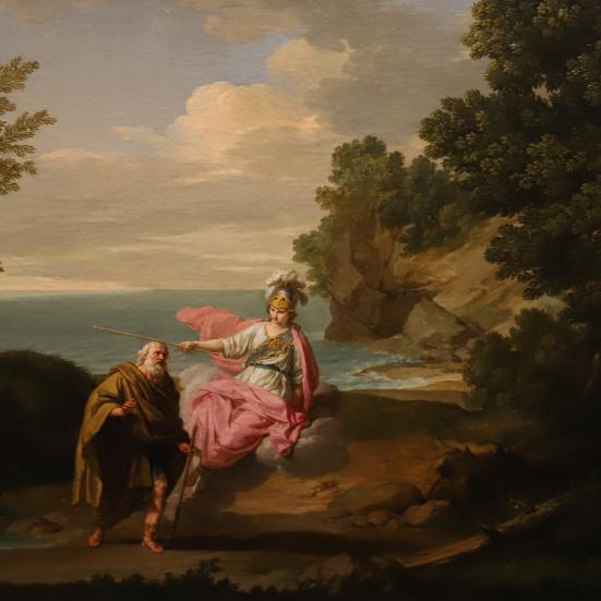 Odysseus transformeres til en gammel mand af gudinden Athena
