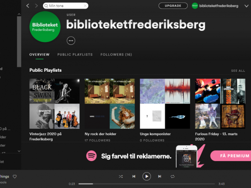 Billede af bibliotekets profilside på Spotify