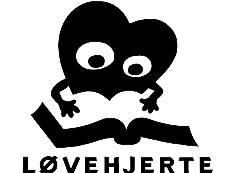 Løvehjerte festivals logo: Et hjerte, der læser en bog