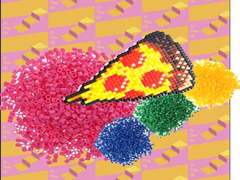 Hama-perler og pizza på TTO-logo