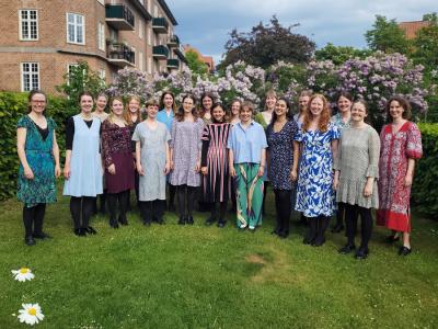 Koret Schola Cantorum på græsplæne