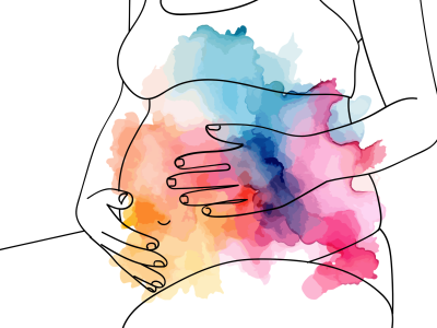 grafik der viser en gravid mave med mange farver