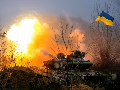 Tankvogn med Ukrainsk flag