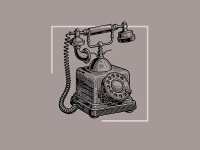 Grafisk tegning af gammeldags telefon.
