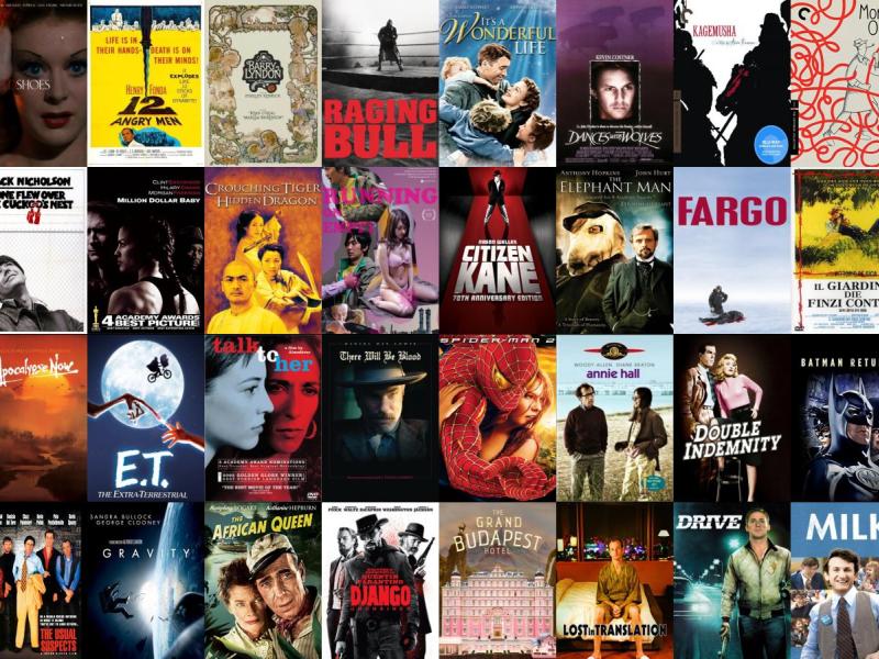 collage af mange forskellige film-cover forsider