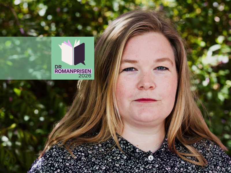 Grafik med Amalie Trudsø og DR Romanprisens logo