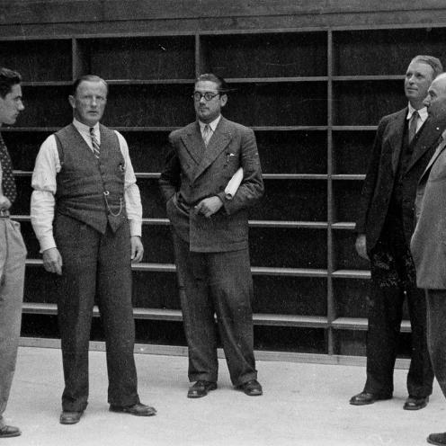 Billede af nogle af personerne bag etableringen af Frederiksberg Hovedbibliotek.