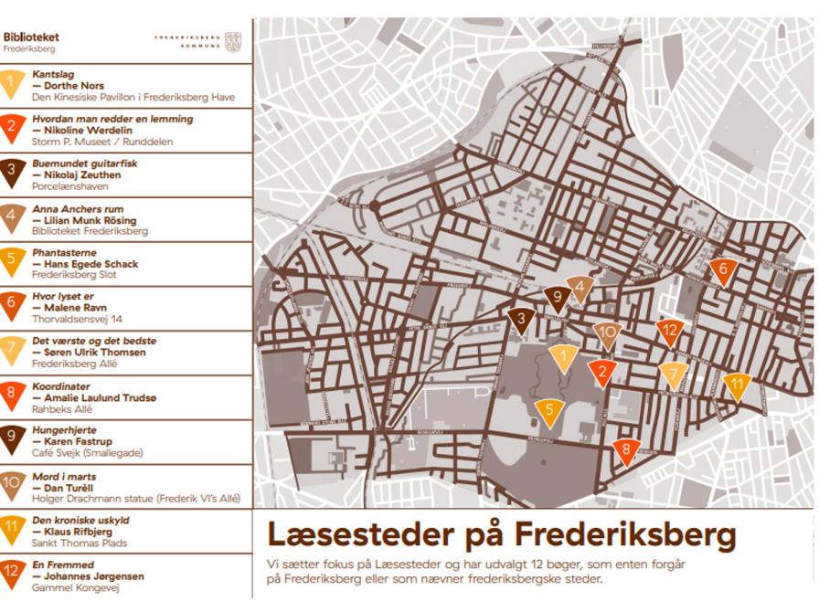 Kort over Frederiksberg med læsesteder