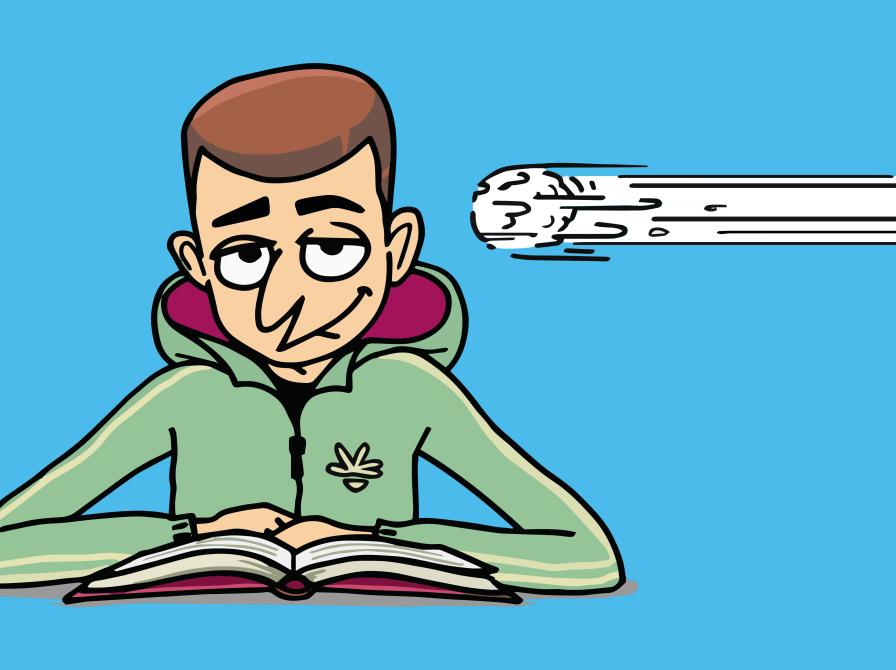 billede af læsende dreng og snebold