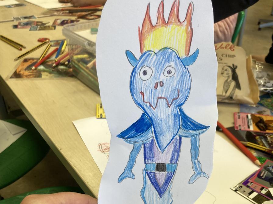 Tegning af selvopfunden brain rot figur