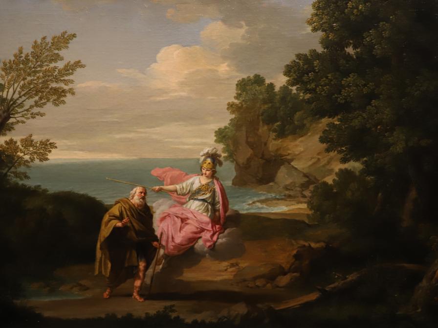 Odysseus transformeres til en gammel mand af gudinden Athena
