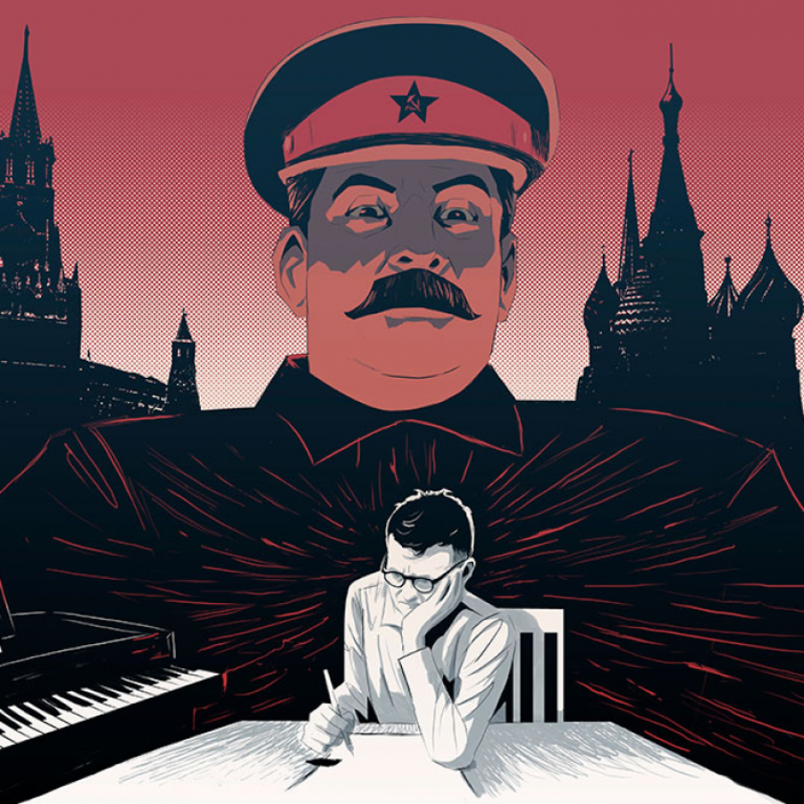 Illustration fra Mikkel Thrane Larsens artikel "Om politik og erotik i Sjostakovitjs musik".